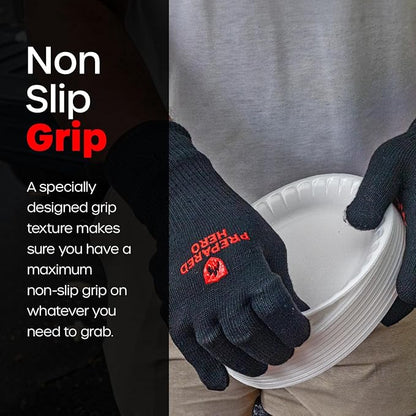 Fireproof Gloves by Prepared Hero - 1 Pack - Resistant Up to 932 Degrees - Cut Resistant, BBQ Gloves - Grill Gloves - Fire Protection Gloves - Heat Resistant Gloves - Heat Gloves for Grilling & BBQ