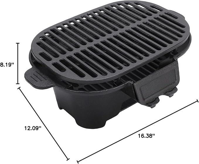 Keenso Cast Iron Grill, Lightweight and Compact Charcoal Hibachi Grill, Adjustable Grate for Outdoor Cooking, Ideal for Japanese BBQ Gatherings