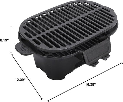Keenso Cast Iron Grill, Lightweight and Compact Charcoal Hibachi Grill, Adjustable Grate for Outdoor Cooking, Ideal for Japanese BBQ Gatherings