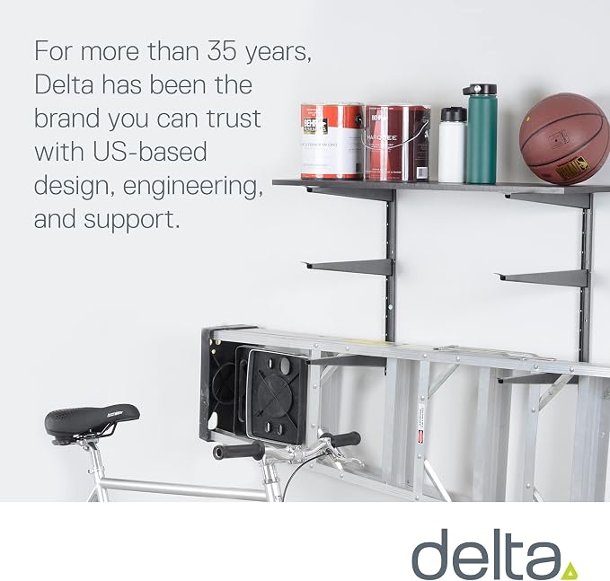 Delta Heavy Duty Wood and Lumber Storage Rack, Holds Up To 480 lbs - Easy to Install Mounted Rack With Steel Construction for Indoor & Outdoor Storage Solution For Garage, Basement & Pantry Cycle