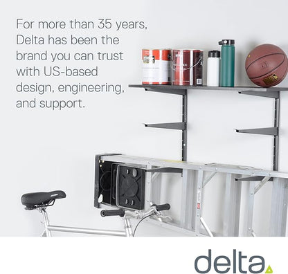 Delta Heavy Duty Wood and Lumber Storage Rack, Holds Up To 480 lbs - Easy to Install Mounted Rack With Steel Construction for Indoor & Outdoor Storage Solution For Garage, Basement & Pantry Cycle