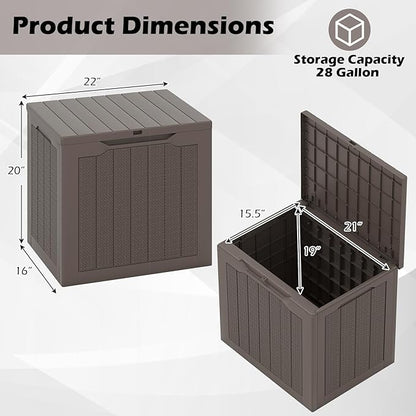 Giantex 25 Gallon Outdoor Storage Box, Patio Deck Box with Lockable Lid, Wicker-woven Texture, Waterproof Storage Bench for Pool Accessories, Garden Tools, Package Delivery, Patio Furniture (Brown)