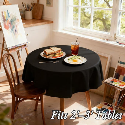 8 Pack Black Round Tablecloths 60 Inch | For 2Ft-3Ft Round Table, Wrinkle Resistant Table Cloth, Washable Polyester Fabric, For Wedding Party Banquet Buffet Camping