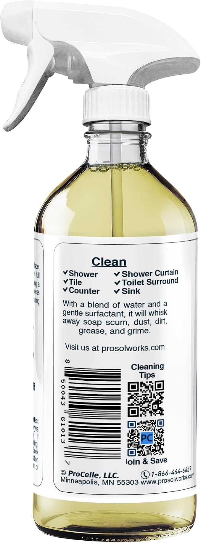 Bathroom Cleaner 16 oz Daily Cleaning Spray | For Shower Curtain, Sink, Shower, Tile, Bathtub, & Toilet, Reveals Natural Shine, Refreshing Scent, Safe on All Surface.