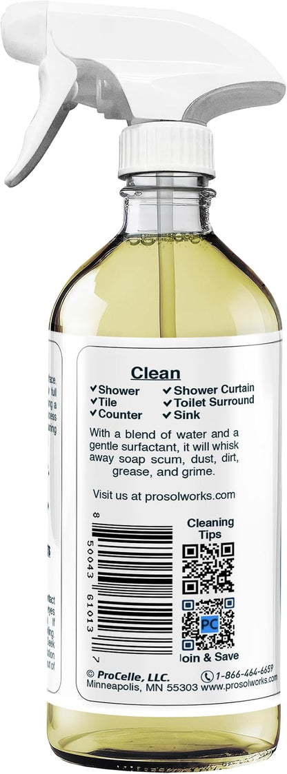 Bathroom Cleaner 16 oz Daily Cleaning Spray | For Shower Curtain, Sink, Shower, Tile, Bathtub, & Toilet, Reveals Natural Shine, Refreshing Scent, Safe on All Surface.