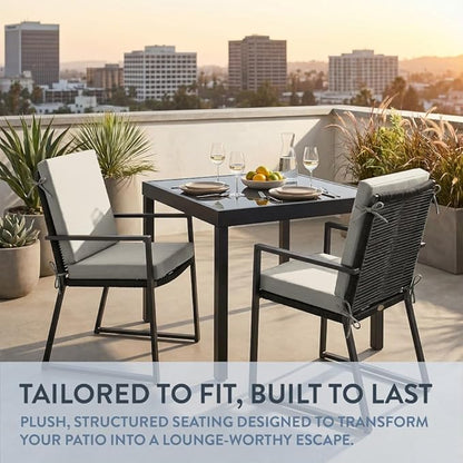 California Umbrella Outdoor Dining Chair, Set of 2 Patio Seat Cushions, 20 x 40 Inch, Premium Outdoor Memory Foam, Fade Resistant, Sunbrella Fabric, Fabric Ties, Canvas