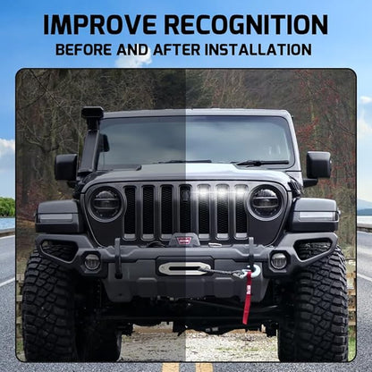 6PCS Grill Lights Fit for Jeep Wrangler 2018-2023, Front Bumper Grille Light Daytime Running Light LED Running Marker Lamp Accessories (White)