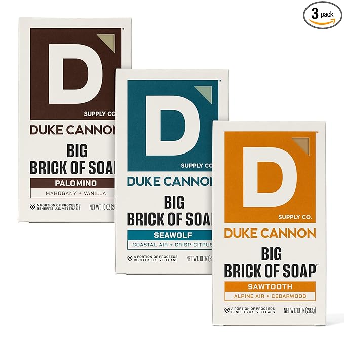 Duke Cannon Big Brick of Soap Variety Pack – Palomino, Seawolf & Sawtooth, Large 10 oz Triple Milled Men’s Bar Soap Set, Long-Lasting Body Soap Bundle