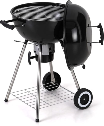 Captiva Designs 18-inch Kettle Charcoal BBQ Grill with Porcelain-Enameled Lid & Bowl, Thick Chromplated Grate, Slid Out Ash Catcher for Outdoor Cooking, Picnic, Patio, Backyard