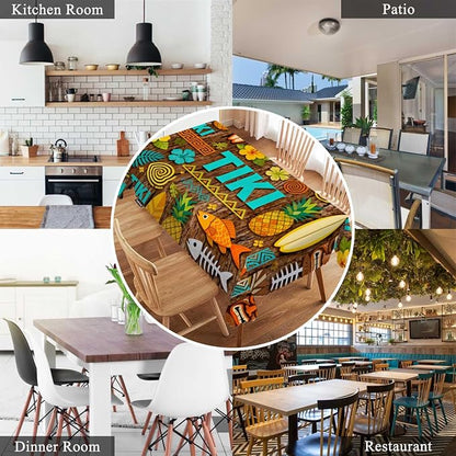 Swono Decorative Rectangle Table Cloth African Pattern, Exotic Geometric Pineapples Fishes Polyester Tablecloth Kitchen Table Cover for Dining BBQ Picnic Coffee Table 50x72, 4-6 Seats