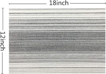 Placemat,Blending Color Durable Woven Vinyl Placemat Washable Heat-Resistant Anti-Skid Kitchen Dining Table Mats (Set of 4, Black with White)