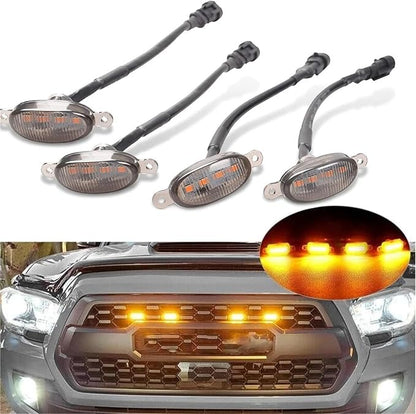 4 in 1 LED Car Front Grille Marker Lights Smoked Amber Grill Light