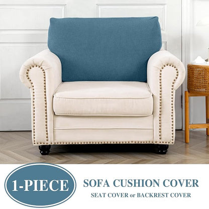 LA MEACK Couch Cushion Cover Seat Cushion Cover Stretch Armchair Cover Separate Sectional Sofa Slipcovers Furniture Protector(1 Piece for Seat or Sofa Backrest, Blue)