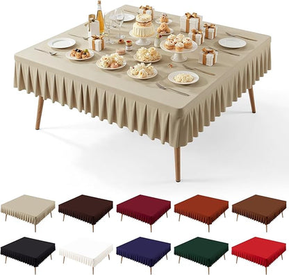 PARTISKY Natural Spandex Square Tablecloths 60x60 Inch, Wrinkle Free Fitted Card Table Cloth Stretch Square Table Cover for Kitchen Dinner, Holiday Party, Wedding Banquet, Display Trade Show