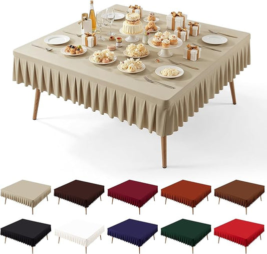 PARTISKY Natural Spandex Square Tablecloths 60x60 Inch, Wrinkle Free Fitted Card Table Cloth Stretch Square Table Cover for Kitchen Dinner, Holiday Party, Wedding Banquet, Display Trade Show