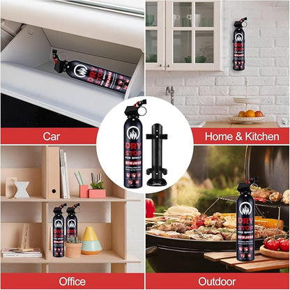 Dry Stop Fire Extinguisher Spray - 3 Pack Portable Fire Extinguisher with Mount for Boat Vehicle Home Car Garage Kitchen, 600g Dry Powder Fire Extinguishers for Electrical Grease Battery Fires & More