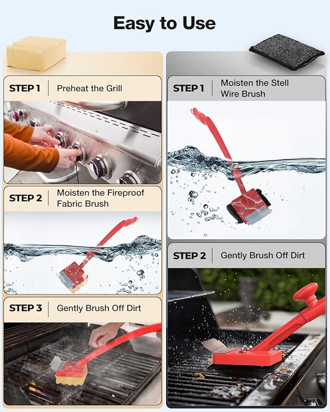Grill Brush Bristle Free(Steel Wire),Replaceable BBQ Cleaning Head,Safe Replacement Cleaning Pad for Cast Iron or Stainless-Steel Grates (No Handle)