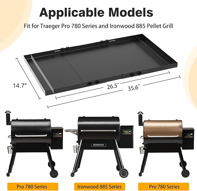 Universal Adjustable Grill Storage Shelf for Traeger Pro Series 780 and Ironwood 885 Pellet Grill, Grill Accessories for Traeger Pellet Grill to Provide More Storage Space