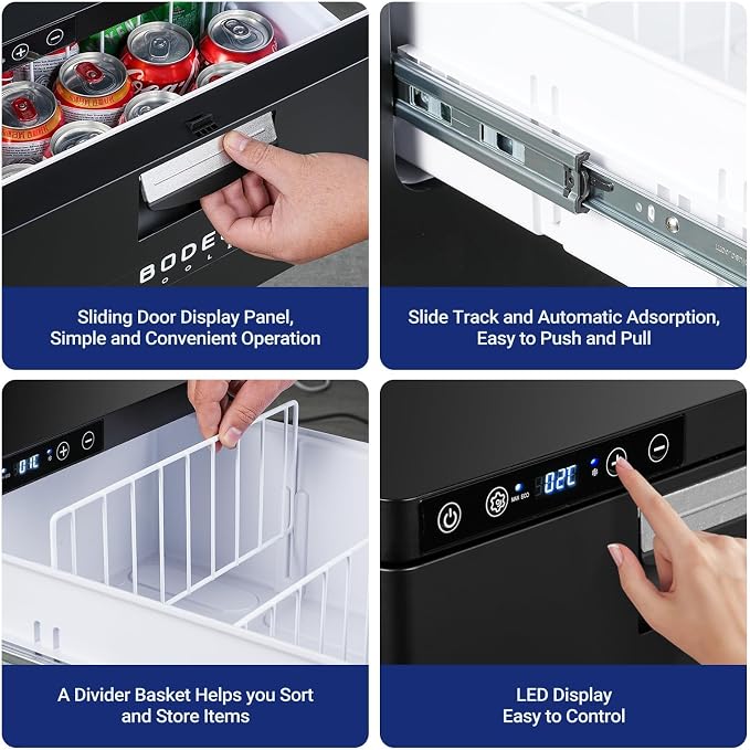 BODEGACOOLER 12 Volt Drawer Refrigerator, 33Quart(31L) RV Fridge Freezer | Portable Refrigerator (-4℉-68℉) with APP Control, 12/24V DC, for Travel ,Camping, Road Trips Tailgating, Truck, Van, SUV