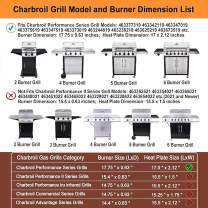 Charbroil Grill Replacement Part, Char Broil Grill Burner;4-Burner | Burner L=17.75 inch,304 Stainless Steel;For Charbroil Performance 4 & 2 Burner Grills 463342119 463377319 463347019 463376519