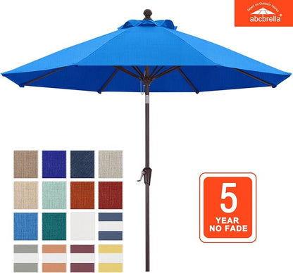 ABCCANOPY OLEFIN® 5-Year No Fading 9FT Outdoor Patio Umbrella(Sky Blue) | Fade & UV Resistant Fabric,8 Fiberglass Ribs，Wind Vent，Crank Lift & Tilt,Outdoor Table Umbrella for Deck,Backyard,Yard
