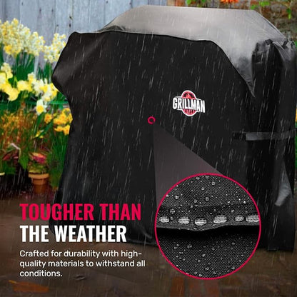Grillman Premium Grill Cover for Outdoor Grill, BBQ Grill Cover 60 Inch- Rip-Proof, Waterproof, Top Heavy-Duty Large 60 Inch Grill Cover - Barbecue Cover & Gas Grill Covers (60"L x 28"W x 44"H, Black)