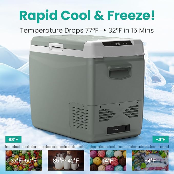 Alpicool GC50 Electric Cooler for Car Refrigerator 12 Volt Car Camping Fridge 48 Quart Portable Freezer for Truck SUV RV Van Camper, Boat Travel,-4~68°F