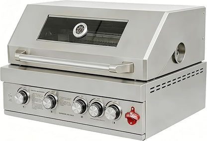 Premium 5-Burner (Including Rear Burner) Built-in Gas/Charcoal Grill — Portable 304 Stainless Steel Outdoor Grill with 12,000 BTU High-Power Output, 495 Sq. In. Cooking Area (31-IN)