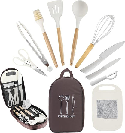 Camping Cooking Utensils Set, Silicone Cookware for Travel BBQ