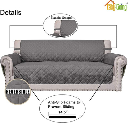 Easy-Going Reversible Couch Cover, 2 Cushion Sofa, Gray/Gray | Oversized Loveseat Slipcover For Dogs, Water Resistant Mat, Living Room, Non-Slip Sofa Cover, Pet Friendly