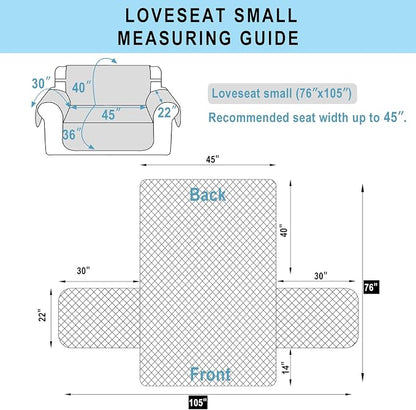 Reversible 45" Small Loveseat Sofa Covers, Beige/Beige | Loveseat Covers for Dogs Water Repellent, Friendly Furniture Protector with Elastic Straps for Living Room