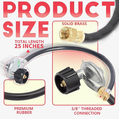 7627 Hose and Regulator Kit for Weber Genesis 300 Series(w/Front Control Knobs) & Summit 400/600 Gas Grills,Includes Silver/Gold Platinum Genesis Grill Parts for Weber Propane Hose 25332,84987,30 Inch