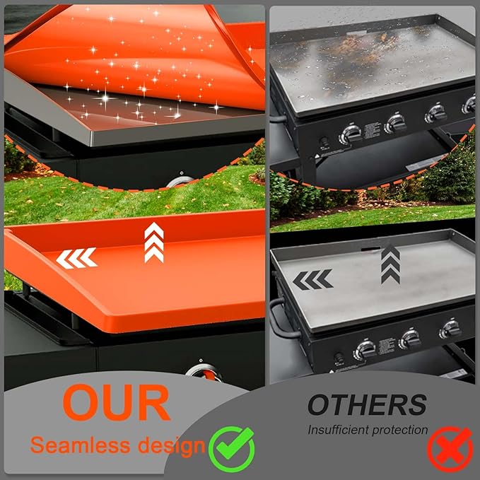 BANGIE 28" XL Silicone Griddle Mat for Blackstone Accessories - Anti-Warping & UV-Resistant Full-Wrap Cover for Pro Series & XL Flat Top Grill, Blocks Condensation Rust (Orange)
