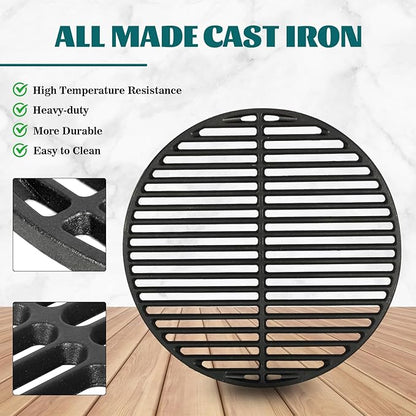 Cast Iron Cooking Grids Grates Compatible with Small and Mini-max Big Green Egg Charcoal Grill Round Grill Grate(13"-Fit Small/Mini-max)
