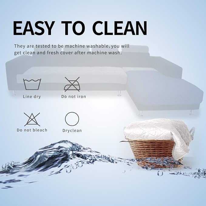 Easy-Going Sectional Couch Covers for Dogs L Shape Sofa Cover Reversible Sofa Slipcover Chaise Lounge Cover Furniture Protector Cover for Pets Dog Cat (42 x 68 inches, White/White) | Soft Sofa Slipcover For Dogs, Fits Left/Right Chaise Lounge Protector...