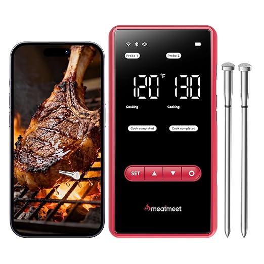 Wireless Bluetooth Meat Thermometer Digital, Standalone Base, WiFi Unlimited Range, AI guided cooking, 6 Sensors with ± 0.18°F Accuracy, 2 Probes for Kitchen, BBQ, Grill, Oven, Smoker (X Pro)