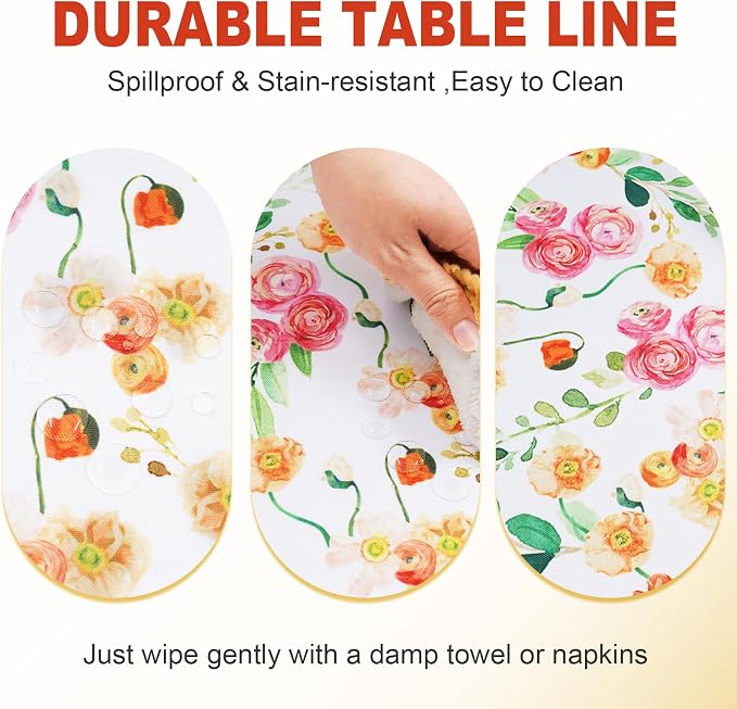 SquarePie Outdoor Tablecloth with Umbrella Hole Rectangle - 60x84 Inch Patio Table Cloth Waterproof Zipper Table Cover for Spring Summer Garden Camping Poolside Picnic BBQS, Rose Floral