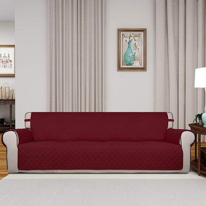PureFit Reversible Quilted Couch Covers for Dogs Sofa Cover 4 Seater 88" | Red/Ivory, Water Resistant Couch Protector, Washable Pet Couch Cover with Non Slip and Elastic Straps For Kids