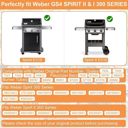 Spirit Grill Parts for Weber GS4 Spirit 2 Parts Spirit II/I 300 SER Replacement Accessories for Weber 7636 67046 69797 68843 3400302 Flavor Bar,69787 67025 Burner,7638 Grate&Crossover Tube 67278 69899