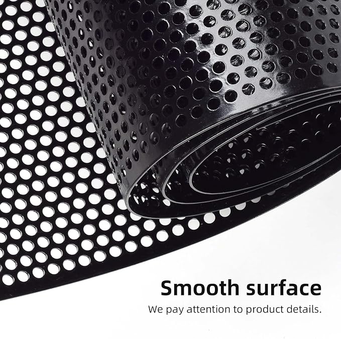 AggAuto Universal 40"x13" Car Grill Mesh 4mm Round Hole Black | Aluminum Alloy Automotive Grille Insert Bumper, One of the Most Multifunctional Shape Grids 100x33cm