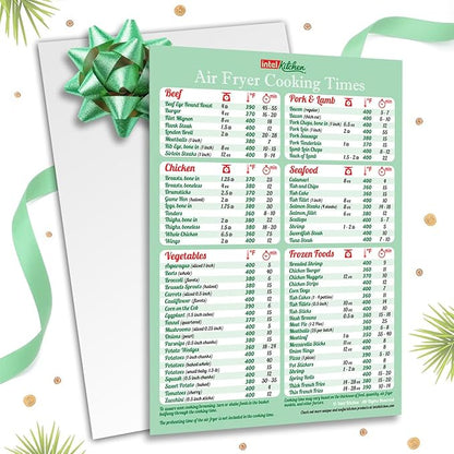 Must-Have Air Fryer Accessories Air Fryer Cooking Times All-in-One Magnet Accurate Instant Guide Big Text Easy to Read Healthy Handy Quick Cheat Sheet Chart 8”x11” Green Kitchen Gift Recipe Cookbooks