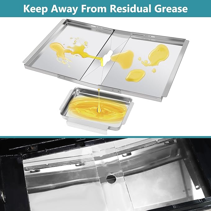 DGF510SBP Tray Replacement Parts for Dyna-glo DGF510SSP, DGF493BNP, Backyard Grill BY13-101-001-13, GBC1460W, BHG Grill BH13-101-099-01, Adjustable 24"-30" Grease Tray Drip Pan, Heat Shield Plates
