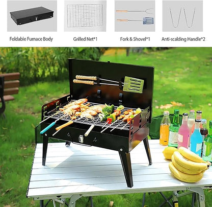 Charcoal Grill, Small BBQ Grill Portable Lightweight smoker Grill, Barbecue Grill desk Tabletop Outdoor Grill for Camping Picnics Garden Beach Party,16.7x10x17.7in