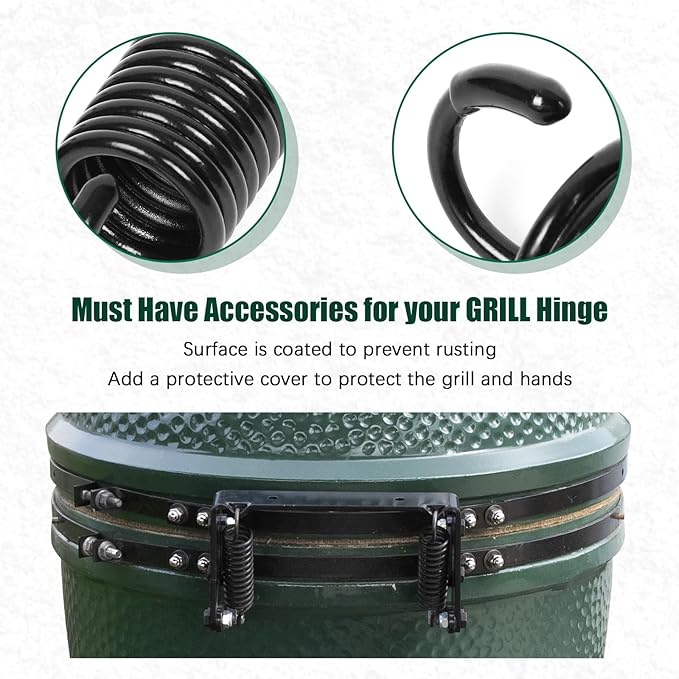 Hinge Springs for Big Green Color Egg Accessories for Old and New Hinges,Large Big Grill Green Egg Band Spring Replacement,Black Large Band Spring — Set of 2