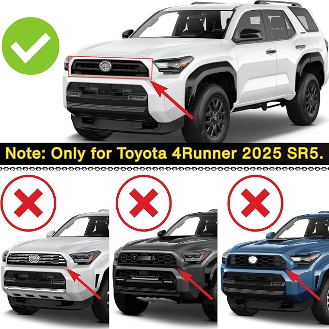 4pc Smoked Housing Amber LED Front Centra Grille Lights DRL Feature Kit for Toyota 4runner 2025 SR5,OEM Grill Led Grill Light For 4Runner Accessories（Only for SR5）（YELLOW）
