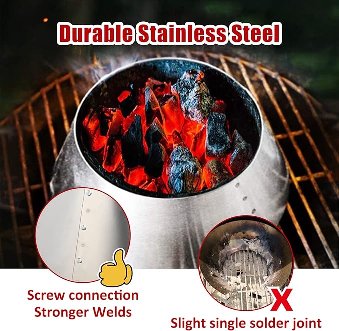 BBQ Whirlpool for Weber 22 Kettle Grill Accessories, Stainless Steel Whirlpool Charcoal Grill Accessories Fit Weber Kettle WSM Smoker,L&XL Big Green Egg Grills,Kamado Joe Big Joe