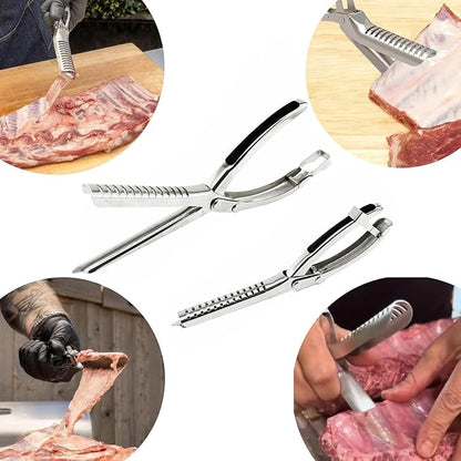 2 Sets Rib Membrane Removal Tool,Stainless Steel Rib Prep Tool Membrane Remover,BBQ Rib Prep Tool with Arc Clamp & Non-Slip Grip for Easy Rib Skinner,Kitchen Gadgets for Barbecue Enthusiasts & Chefs