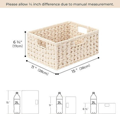 GRANNY SAYS Wicker Storage Basket for Shelves, Waterproof Wicker Basket for Organizing, Woven Basket for Shelves, Decorative Basket for Entryway, Butter Milk