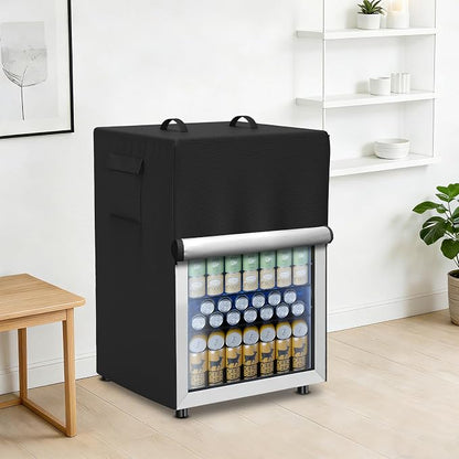 Refrigerator Cover Waterproof Dustproof Fridge Cover Outdoor Refrigerator Covers with Double Zipper and Large Mesh Vent Suitable for Upright Freezers/Beverage Refrigerators 23"D x 22"W x 34"H