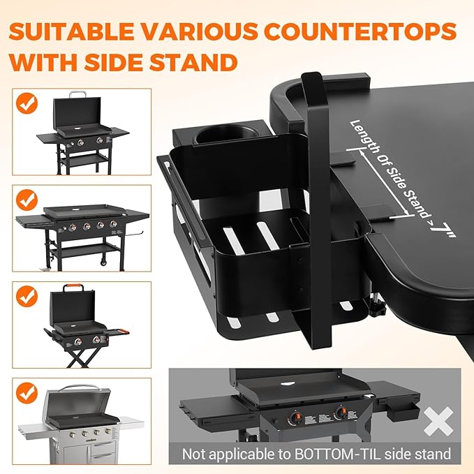 Griddle Caddy for Blackstone Griddle Accessories, Goldusk 6-in-1 Grill Accessories Storage Caddy with Cup Holder/Paper Towel Holder, BBQ Grill Organizer for Outdoor Grill Gifts for Men Dad Husband